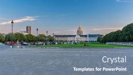  Presentation with museum - Presentation design having park-at-the-les-invalides background and a gray colored foreground