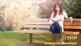  Presentation with college - Presentation theme enhanced with park bench - shot of a college student background and a tawny brown colored foreground