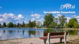  Presentation with campsite - PPT layouts enhanced with park-bench-overlooking-lake background and a teal colored foreground