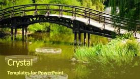  Presentation with bridge playing cards - Slides with park bridges - japanese garden bridge background and a tawny brown colored foreground