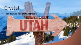  Presentation with utah - Slide set enhanced with park city - utah wooden sign with winter background and a light blue colored foreground