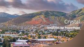  Presentation with utah - Presentation design with park city utah usa downtown in autumn at dusk background and a coral colored foreground