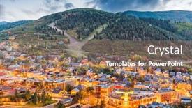  Presentation with utah - Colorful presentation design enhanced with park city utah usa downtown in autumn at dusk backdrop and a coral colored foreground