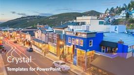  Presentation with city street - Colorful presentation theme enhanced with park city utah usa town backdrop and a coral colored foreground