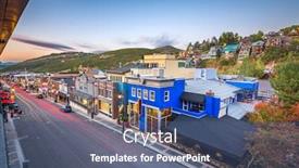  Presentation with utah - Audience pleasing theme consisting of park-city-utah-usa-town backdrop and a ocean colored foreground