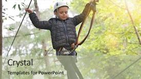  Presentation with green trees in park - PPT layouts featuring park climbing cables in tree background and a mint green colored foreground