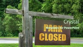  Presentation with covid coronavirus - Presentation design with park-closed-entrance-or-trailhead background and a tawny brown colored foreground