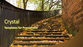  Presentation with yellow brick road - Presentation theme with park covered by yellow background and a tawny brown colored foreground