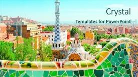  Presentation with 4th of july - Amazing PPT theme having park designed by antoni gaudi backdrop and a cool aqua colored foreground
