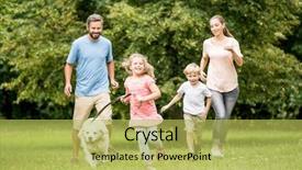  Presentation with dog park - PPT theme having park dogs - family running with dog background and a yellow colored foreground