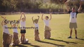  Presentation with coach - Colorful presentation theme enhanced with park during sack race backdrop and a  colored foreground