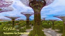  Presentation with gardens - Cool new PPT layouts with park-gardens-by-the-bay backdrop and a tawny brown colored foreground