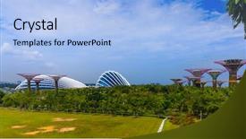  Presentation with gardens - Slide deck having park gardens by the bay in singapore - nature and travel background background and a light blue colored foreground