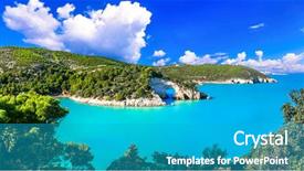  Presentation with art seascape nature sea - PPT theme having park gargano with beautiful turquoise background and a teal colored foreground