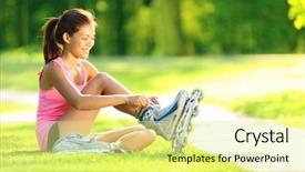  Presentation with outdoor activities - Cool new presentation theme with grass putting on inline skates backdrop and a blonde colored foreground
