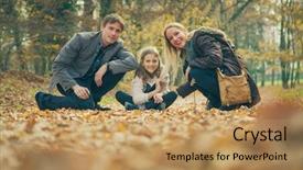  Presentation with family day - PPT theme consisting of park ground covered with leaves background and a  colored foreground