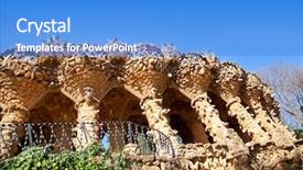  Presentation with stone masonry - Colorful presentation design enhanced with presenting glass glowing light bulb backdrop and a dark gray colored foreground