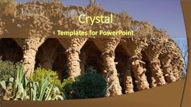  Presentation with 5 columns - Slide deck featuring park guell designed by gaudi background and a tawny brown colored foreground
