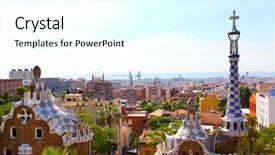  Presentation with spain - Cool new theme with park guell in barcelona spain backdrop and a white colored foreground