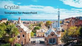  Presentation with logo barcelona - Presentation consisting of park-guell-in-barcelona-spain background and a arctic colored foreground