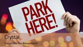  Presentation with lights - Audience pleasing PPT theme consisting of park here placard with night backdrop and a coral colored foreground