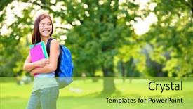  Presentation with back to school clothing - Colorful presentation theme enhanced with park holding books and note backdrop and a yellow colored foreground