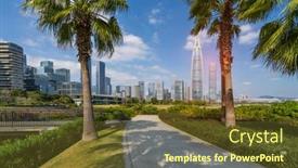  Presentation with modern trees - Presentation design with park-in-city-of-shenzhen background and a tawny brown colored foreground