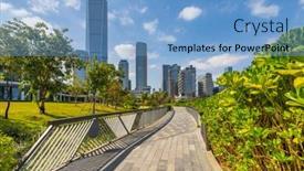  Presentation with green architecture - PPT theme with park-in-city-of-shenzhen background and a light blue colored foreground
