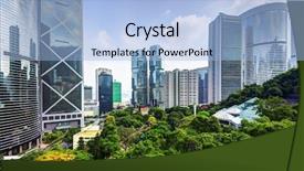  Presentation with hong kong china - Slides with park in hong kong china background and a light blue colored foreground