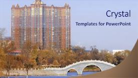  Presentation with skyscraper - Colorful presentation theme enhanced with park in jilin north china backdrop and a light blue colored foreground