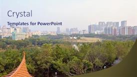  Presentation with park - Colorful PPT theme enhanced with park-in-longgang-district backdrop and a sky blue colored foreground