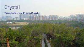  Presentation with park - Slide deck having park-in-longgang-district background and a sky blue colored foreground