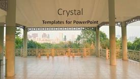  Presentation with park - Beautiful PPT theme featuring park-in-longgang-district backdrop and a coral colored foreground