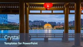  Presentation with china travel - PPT theme consisting of park-in-residential-area-xian background and a ocean colored foreground