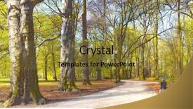  Presentation with panoramic - PPT theme featuring park in spring time - panoramic background and a tawny brown colored foreground