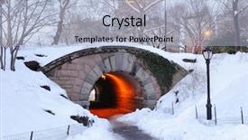  Presentation with new york city - Colorful PPT theme enhanced with park in winter with bridge backdrop and a light blue colored foreground