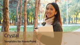  Presentation with coffee music - Slides with park listening to music background and a coral colored foreground