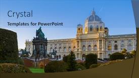  Presentation with quarter - Beautiful slides featuring park-near-museum-quarter backdrop and a light blue colored foreground