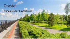  Presentation with land - Colorful PPT theme enhanced with park near the sea backdrop and a light blue colored foreground