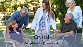  Presentation with geriatric - Colorful theme enhanced with park of a nursing home backdrop and a seafoam green colored foreground