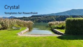  Presentation with property - PPT layouts consisting of park of a property on the lake two sunbeds background and a light blue colored foreground