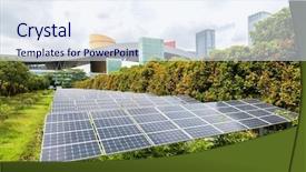  Presentation with solar park - Slide set with park of modern city background and a sky blue colored foreground
