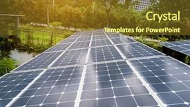  Presentation with solar park - Colorful slides enhanced with park of modern city backdrop and a tawny brown colored foreground