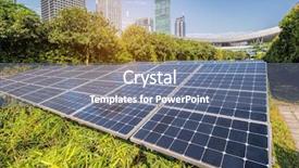  Presentation with solar park - Presentation design consisting of park of modern city background and a seafoam green colored foreground