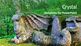  Presentation with monsters - Colorful PPT theme enhanced with park of monsters of bomarzo backdrop and a forest green colored foreground