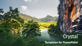  Presentation with river flowing - Cool new slide deck with park of phong nha vietnam backdrop and a tawny brown colored foreground