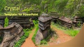  Presentation with stones - Beautiful presentation design featuring park-of-red-stones-hongshilin backdrop and a tawny brown colored foreground