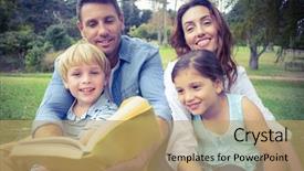  Presentation with memory book family album - Cool new slides with park on a sunny day backdrop and a coral colored foreground