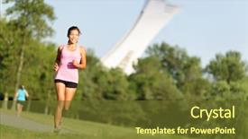  Presentation with female sport - PPT layouts featuring compter game - images shows diferent question dices background and a sky blue colored foreground.