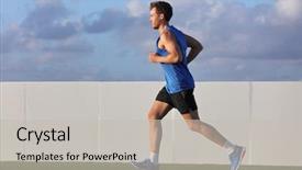  Presentation with trail running runner - Slide deck enhanced with park on summer grass outdoors background and a  colored foreground